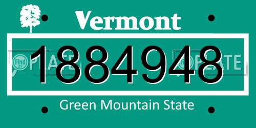 1884948 Vermont License Plate