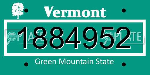 1884952 Vermont License Plate