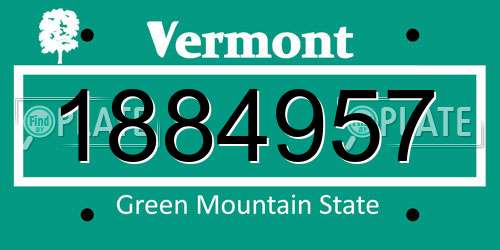 1884957 Vermont License Plate