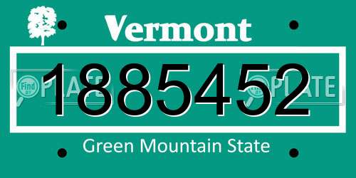 1885452 Vermont License Plate