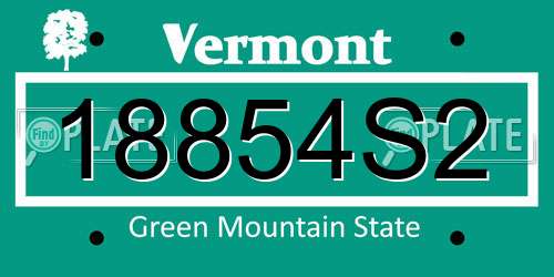 18854S2 Vermont License Plate
