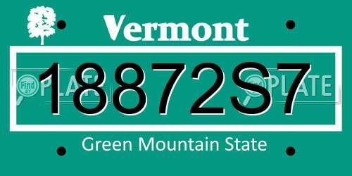 18872S7 Vermont License Plate