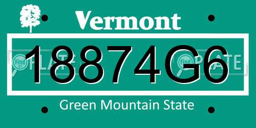 18874G6 Vermont License Plate
