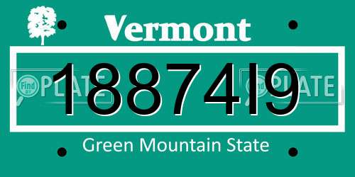 18874I9 Vermont License Plate