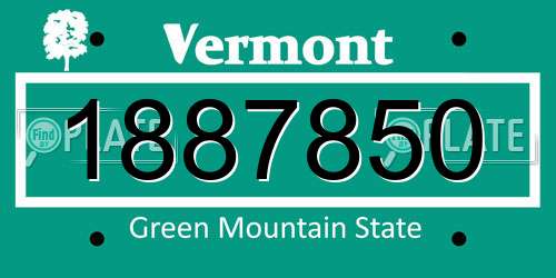 1887850 Vermont License Plate