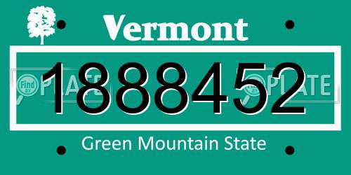 1888452 Vermont License Plate