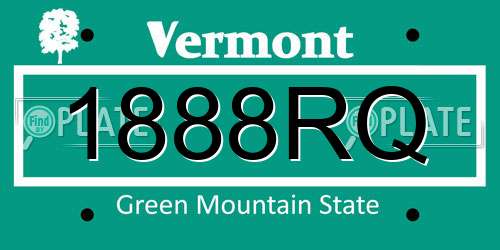 1888RQ Vermont License Plate