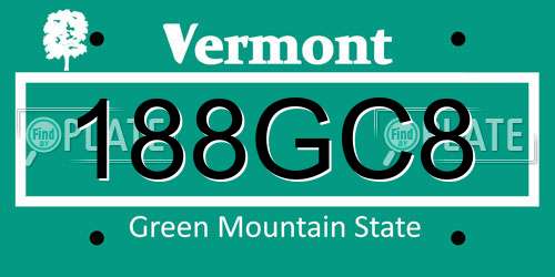 188GC8 Vermont License Plate