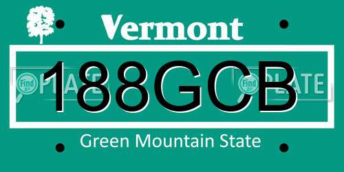 188GCB Vermont License Plate
