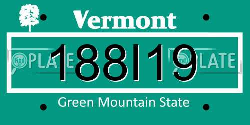 188I19 Vermont License Plate