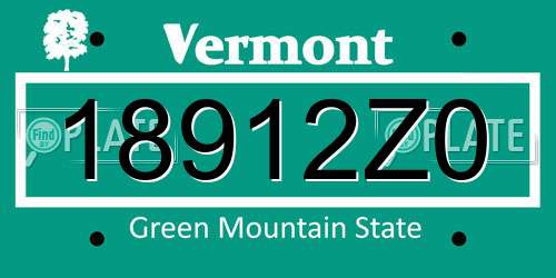 18912Z0 Vermont License Plate
