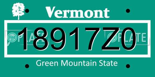 18917Z0 Vermont License Plate