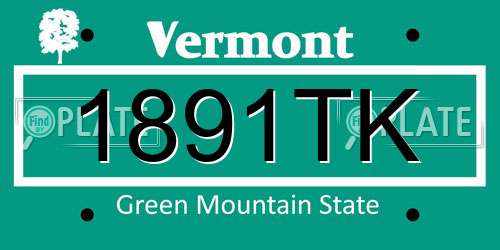 1891TK Vermont License Plate