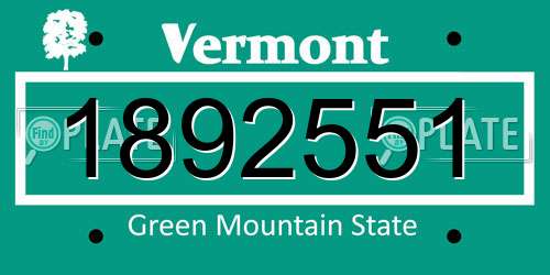 1892551 Vermont License Plate