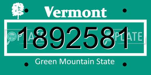 1892581 Vermont License Plate