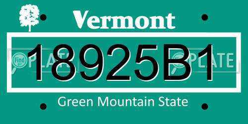 18925B1 Vermont License Plate