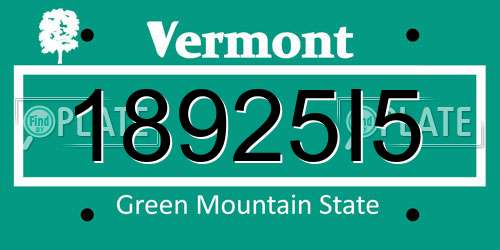 18925I5 Vermont License Plate