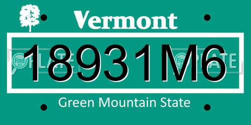 18931M6 Vermont License Plate