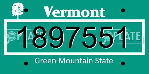 1897551 Vermont License Plate