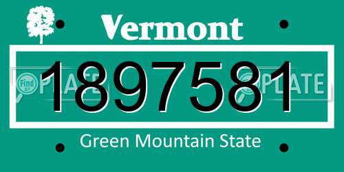 1897581 Vermont License Plate
