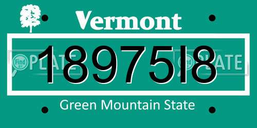 18975I8 Vermont License Plate