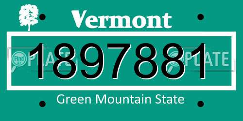 1897881 Vermont License Plate