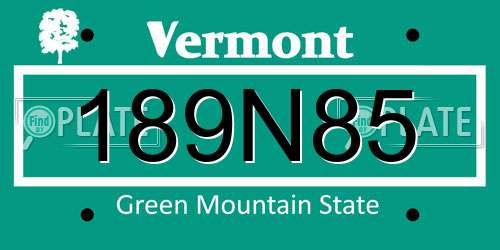 189N85 Vermont License Plate