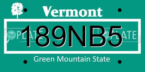 189NB5 Vermont License Plate