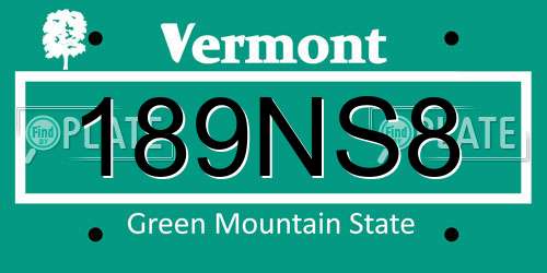 189NS8 Vermont License Plate