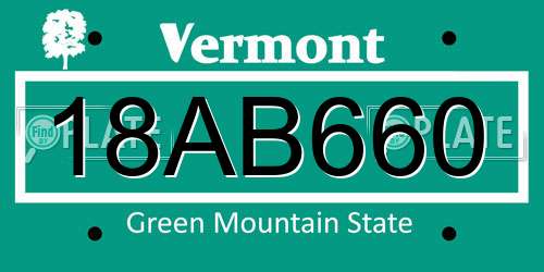 18AB660 Vermont License Plate