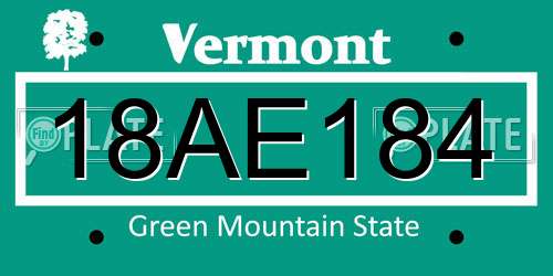 18AE184 Vermont License Plate