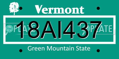 18AI437 Vermont License Plate