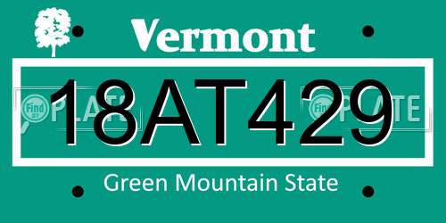 18AT429 Vermont License Plate