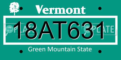 18AT631 Vermont License Plate