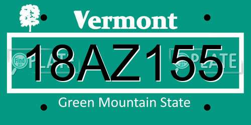 18AZ155 Vermont License Plate