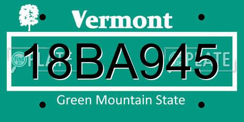 18BA945 Vermont License Plate