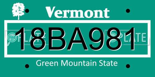 18BA981 Vermont License Plate