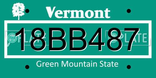 18BB487 Vermont License Plate