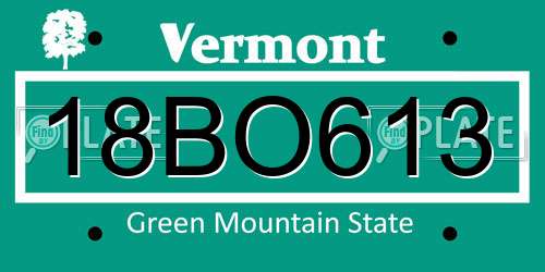 18BO613 Vermont License Plate