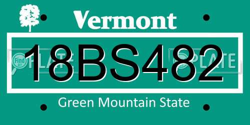 18BS482 Vermont License Plate