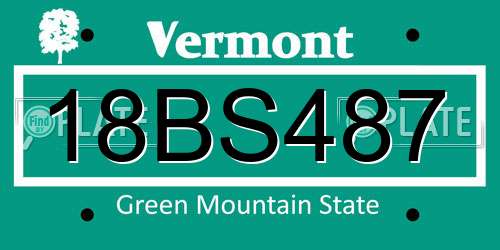 18BS487 Vermont License Plate