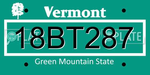 18BT287 Vermont License Plate
