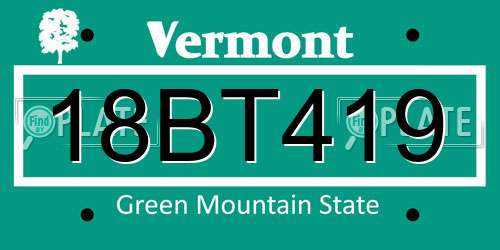 18BT419 Vermont License Plate