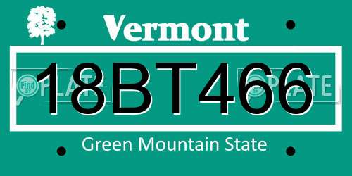 18BT466 Vermont License Plate