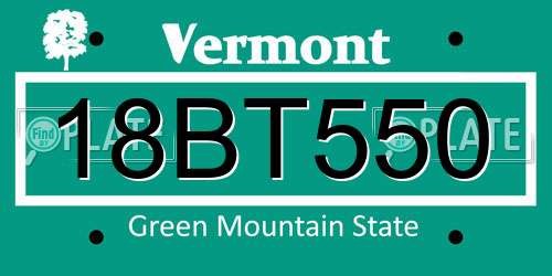 18BT550 Vermont License Plate