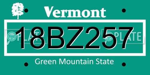 18BZ257 Vermont License Plate