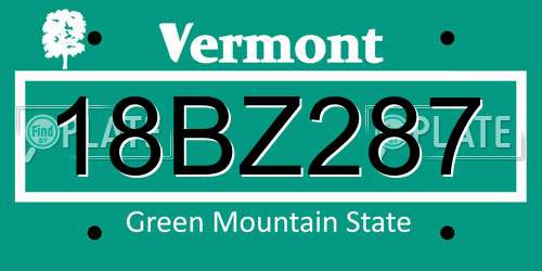 18BZ287 Vermont License Plate