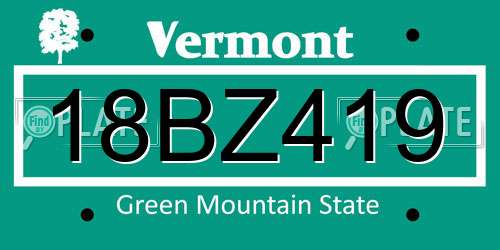 18BZ419 Vermont License Plate