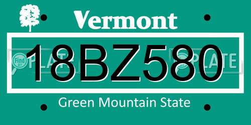 18BZ580 Vermont License Plate