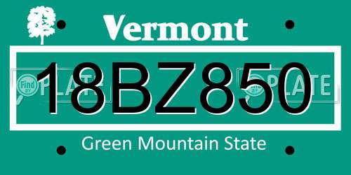 18BZ850 Vermont License Plate